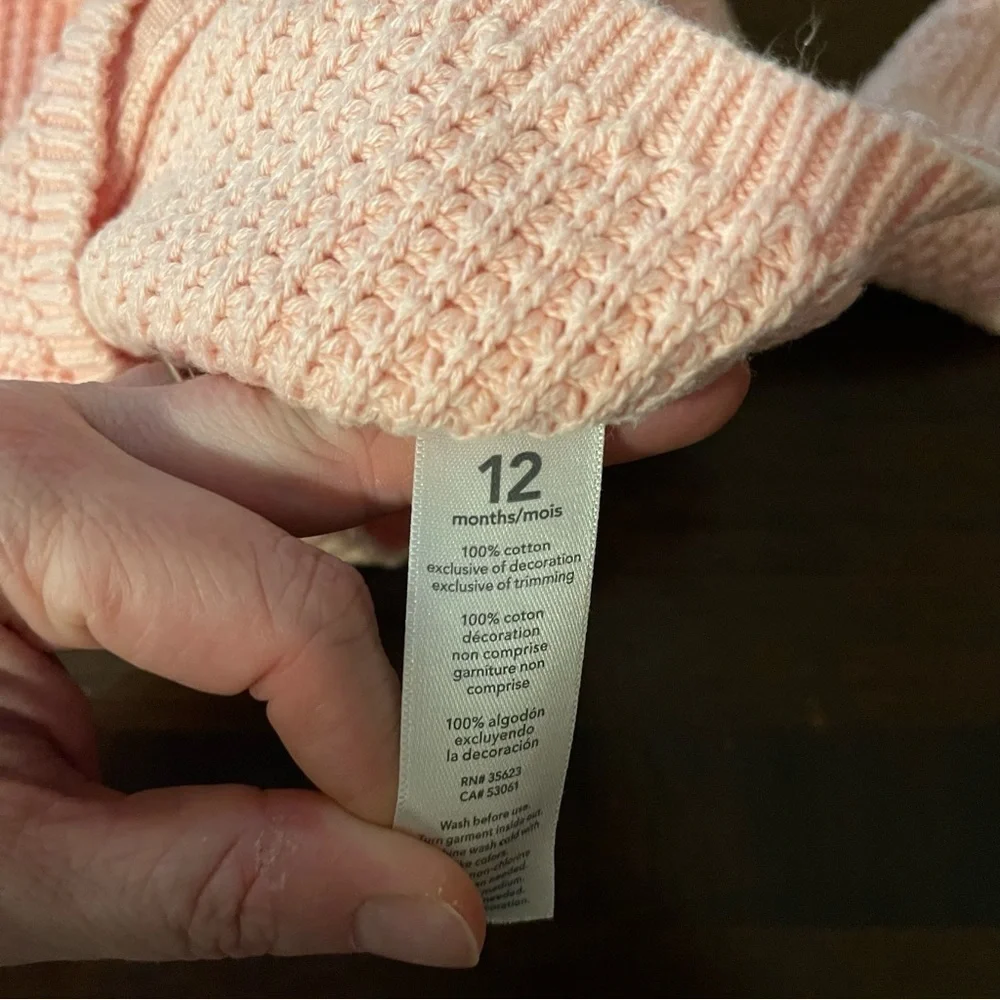 Carter’s | Pink Bear Ears Hooded Knit Cardigan | 12 mo